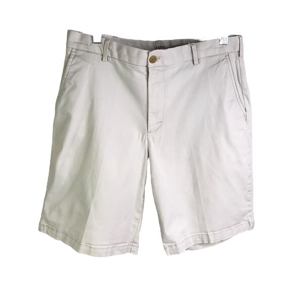 Izod Saltwear Chino Short Size 32 Light Khaki Stretch Flat Front Summer Classic - Picture 1 of 9